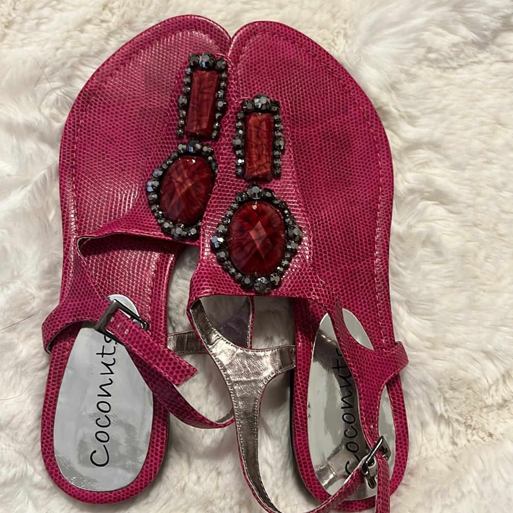NEW Coconuts hot pink sandals with jewels & bling! Size 9